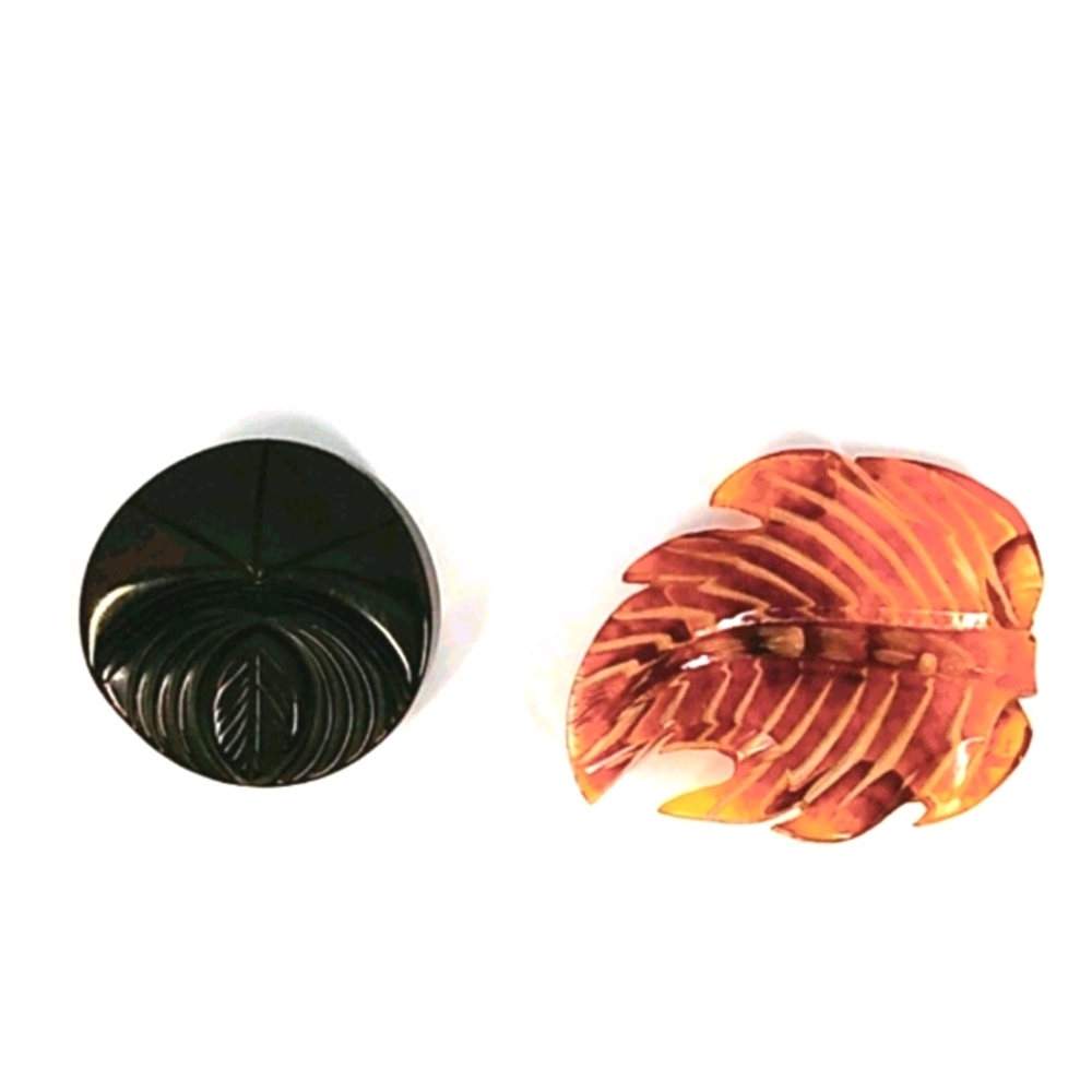 Two vintage bakelite pin brooches